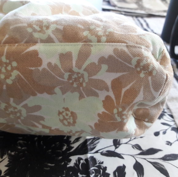 EUC Mint Green Floral Purse with Bamboo Handles - Picture 4 of 11